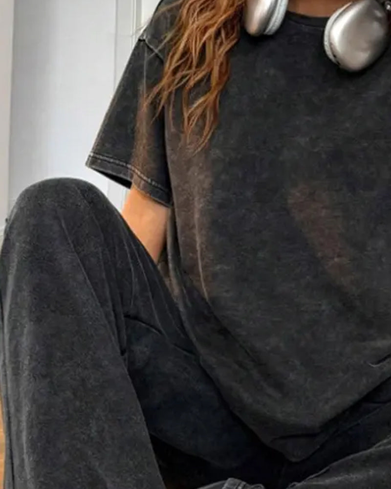 Casual Vintage Short Sleeve Set