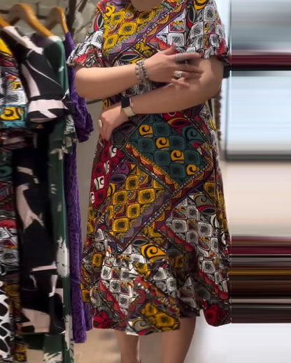 Vintage Print Straight Dress