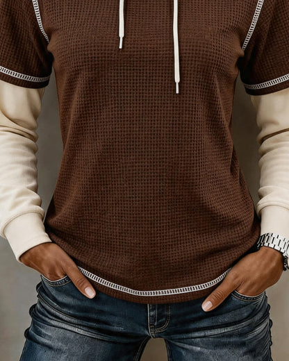 Waffle Color Block 2 In 1 Hoodie
