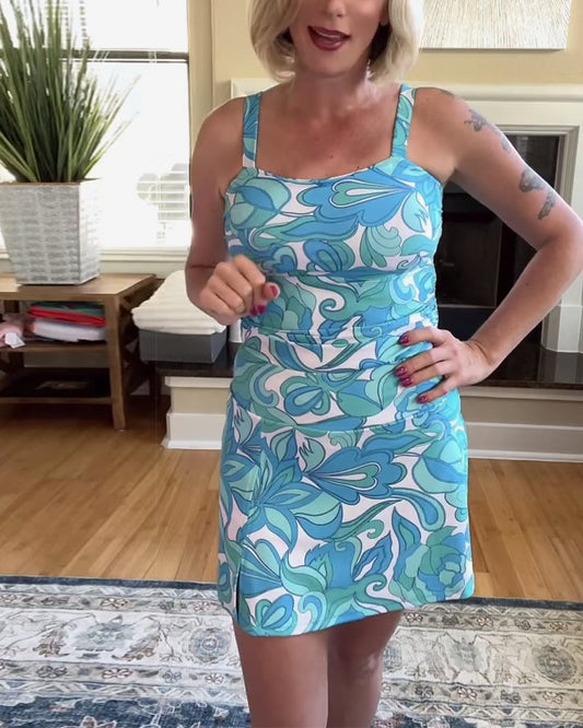 Printed Suspender Hip Sexy Tankini