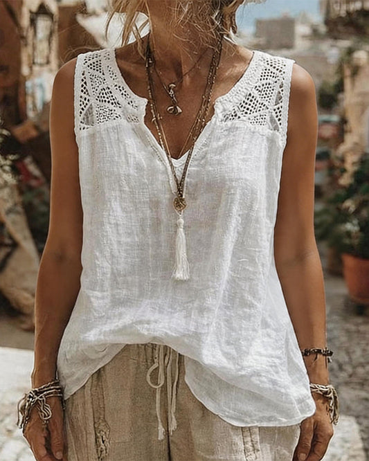 Lace Strap White Tank Top spring summer tank tops & camis