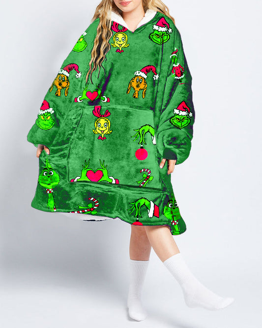 Grinch print loose blanket hoodie 2024 F/W Blanket Hoodies