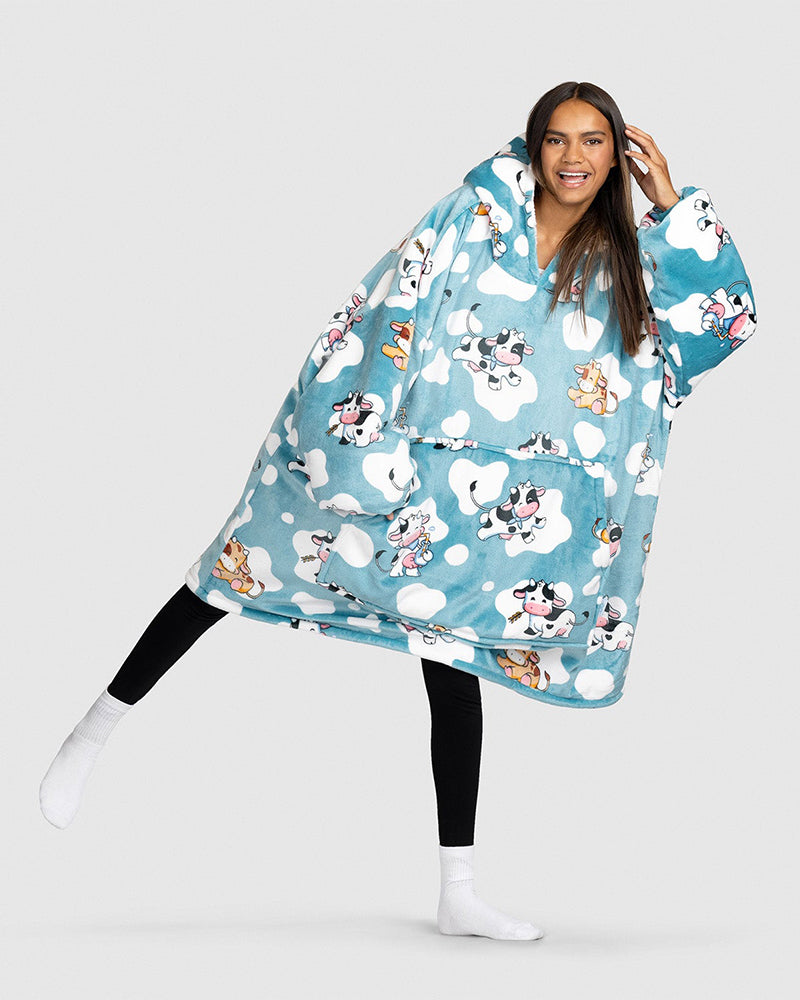 Cute Cow Loose Blanket Hoodie 2024 f/w Blanket Hoodies