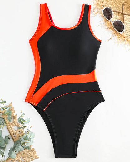 Fashionable one-piece swimsuit in contrasting colors one-piece summer