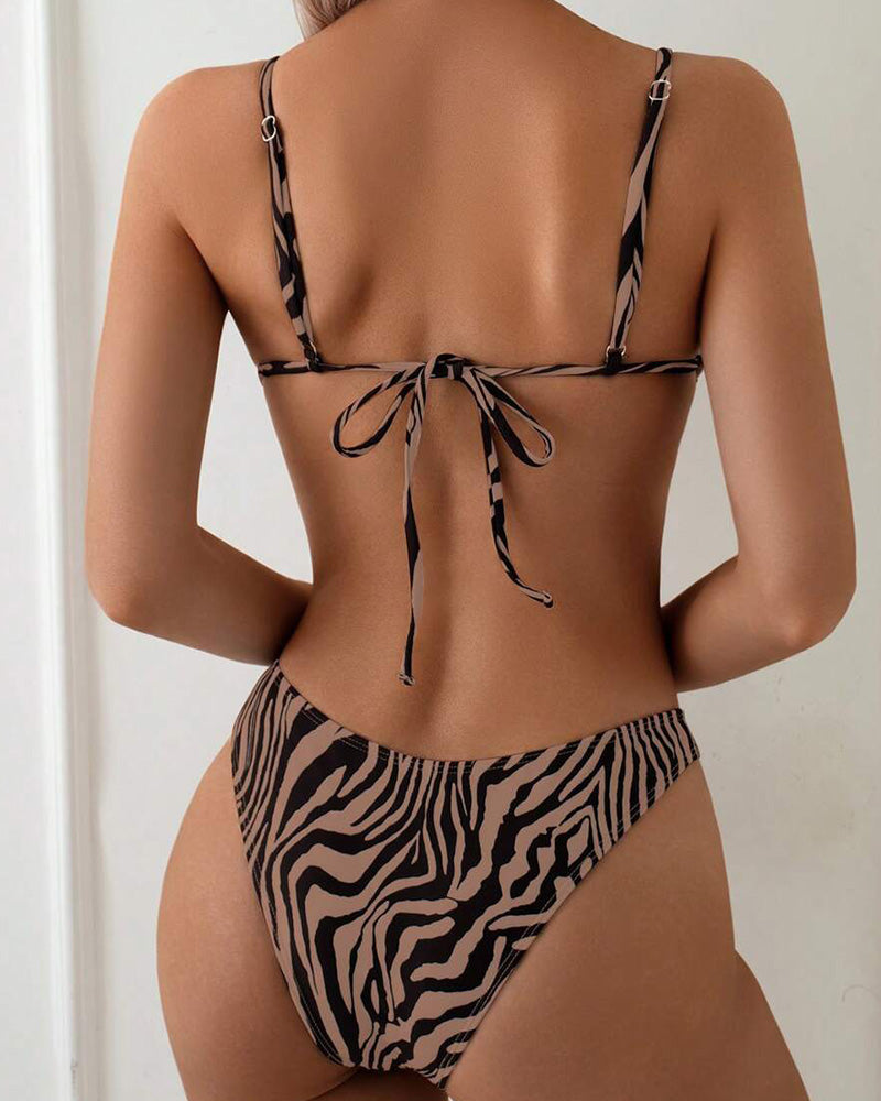 Zebra Print Sexy Lace-Up Bikini