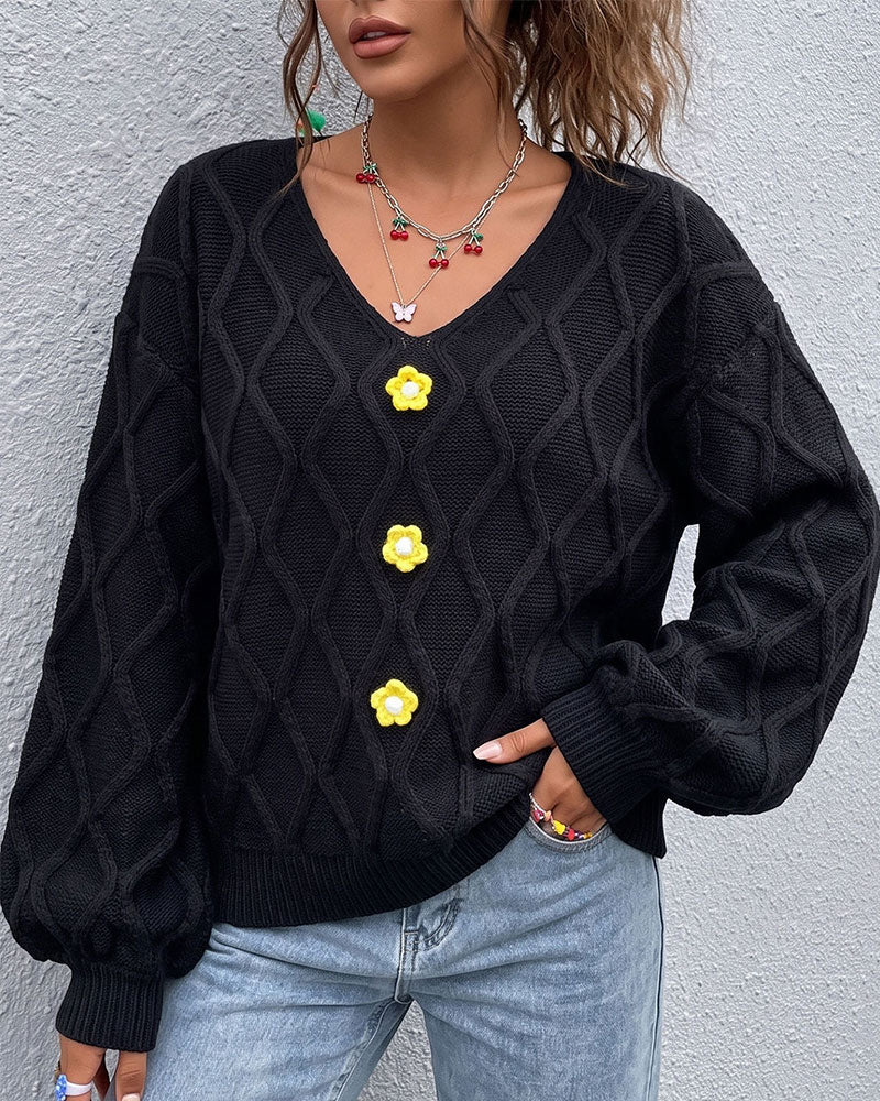 Lantern Sleeve Argyle Fashion Knit Pullover 2024 f/w pullovers