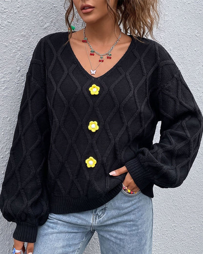 Lantern Sleeve Argyle Fashion Knit Pullover 2024 f/w pullovers