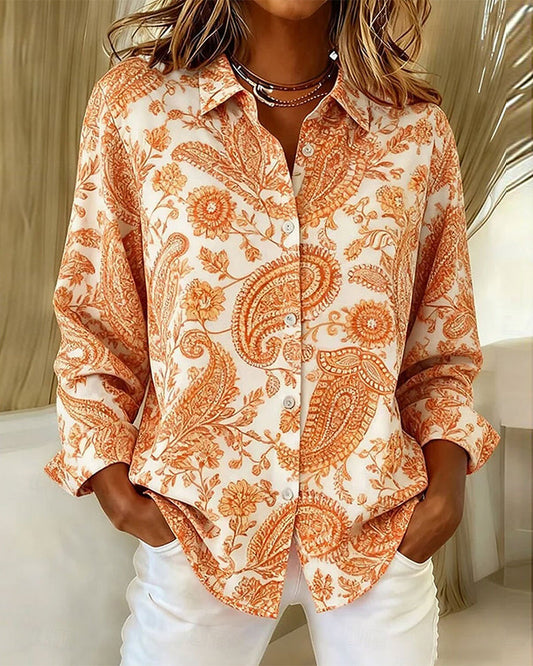 Printed Lapel Vintage Shirt