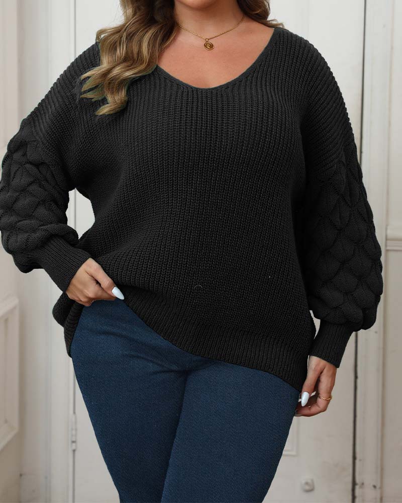 Puff Sleeve V-Neck Knit Pullover 2024 f/w pullovers