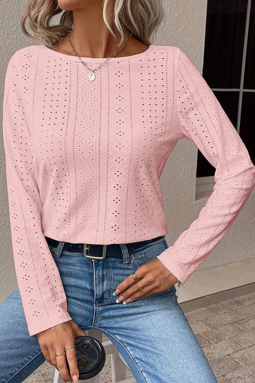 V-Neck Lace Detail Long Sleeve Blouse Blush Pink clothes long sleeve shirts long sleeve top long sleeve tops Ship From Overseas shirt shirts SYNZ top tops