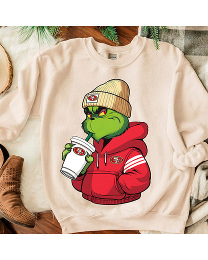 The Grinch Boy San Francisco 49ers Printed Sweatshirt 2024 f/w Christmas Grinch sweatshirts