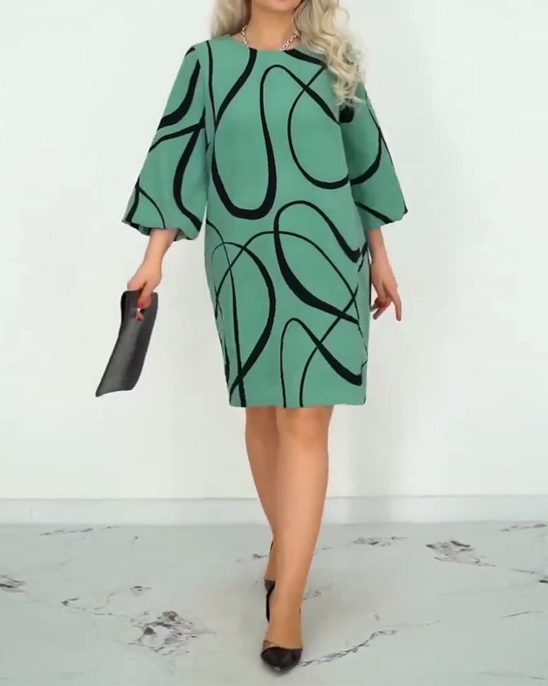 Printed Round Neck Fashionable Design Dress