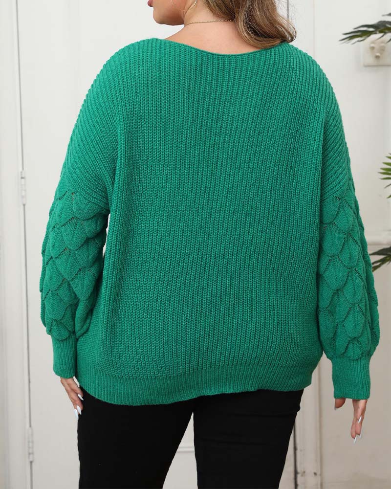 Puff Sleeve V-Neck Knit Pullover 2024 f/w pullovers