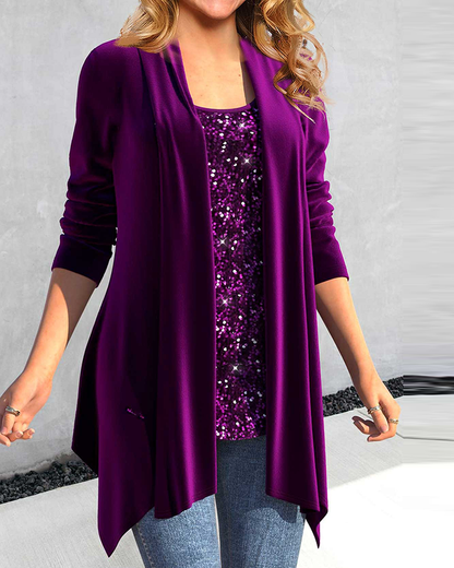 Purple Sequin Long Sleeve Blouse 2023 f/w 23BF blouses & shirts