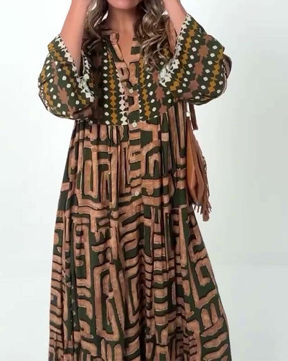 Ethnic Geometric Print Dress