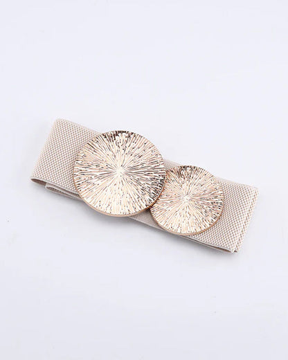 Dames Vintage Elastische Riem Met Gouden Gesp