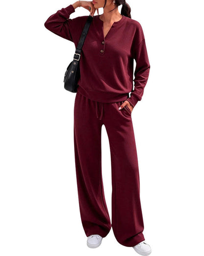 Long Sleeve Top Wide-Leg Pants Set 2024 f/w two-piece sets