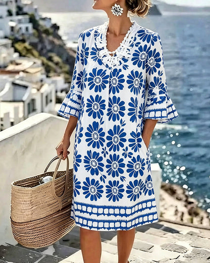 Daisy Ruffle V-Neck Dress