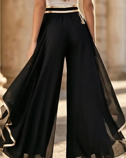 Color Block Flowy Wide-Leg Pants