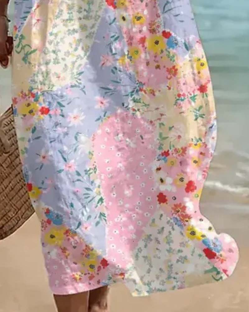 V-Neck Floral Resort Dress