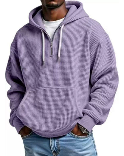 Men's Solid Zip Pullover Hoodie