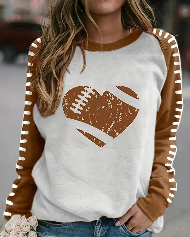 Heart print loose pullover sweatshirt 2024 f/w sports Sweatshirts