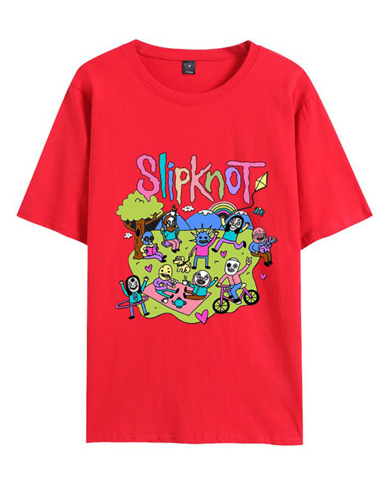 Slipknot Happy Times Printed T-Shirt Cotton and Linen Spring Summer T-SHIRTS