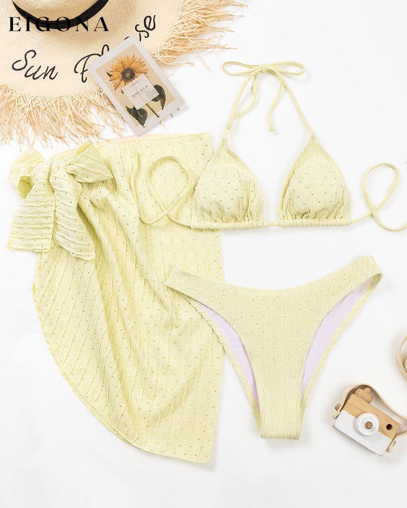Sexy solid color three piece swimsuit 23BF Bikinis Clothes Summer Swimwear