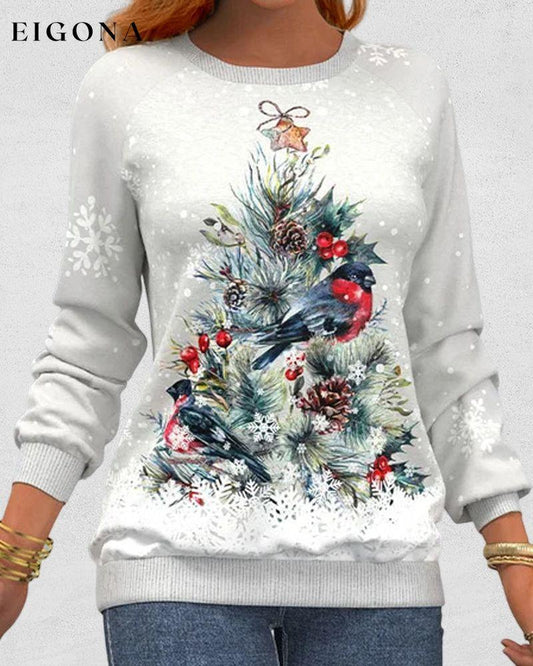 Long-sleeved Christmas tree patterned sweatshirt White 2023 f/w 23BF cardigans christmas Clothes discount hoodies & sweatshirts spring sweatshirts Tops/Blouses