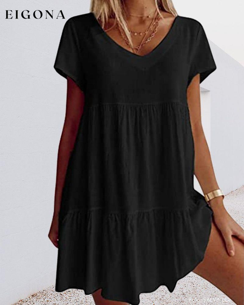 Loose casual short sleeve dress Black 23BF Casual Dresses Clothes discount Dresses Spring Summer Vacation Dresses