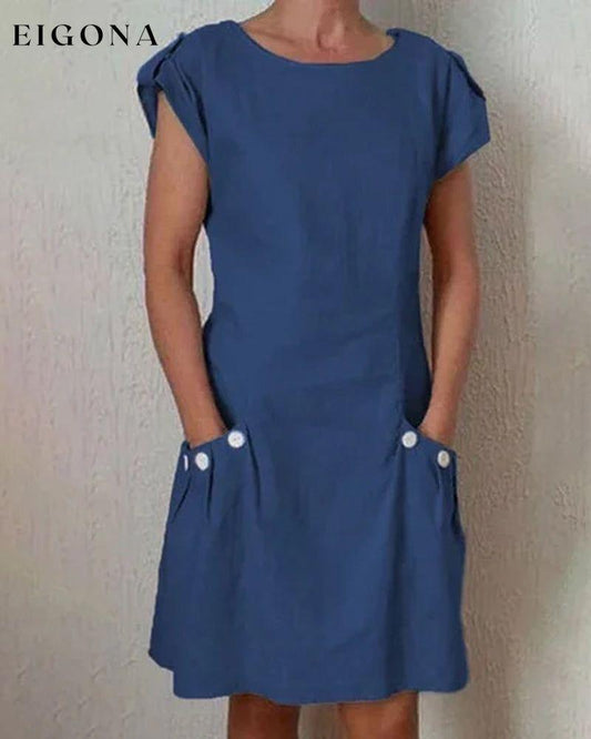 Solid color dress with pockets Blue 23BF casual dresses Clothes Dresses Spring Summer