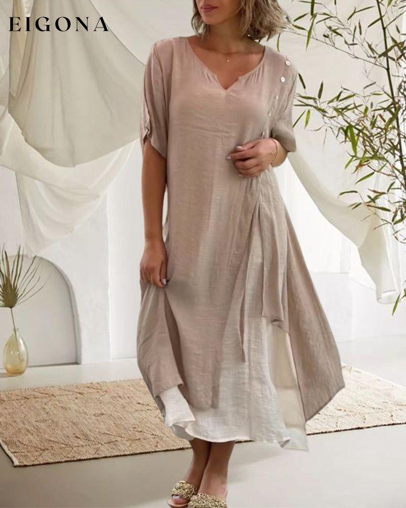 Casual Asymmetrical Dress with Short Sleeves 23BF Casual Dresses Clothes Dresses Spring Summer