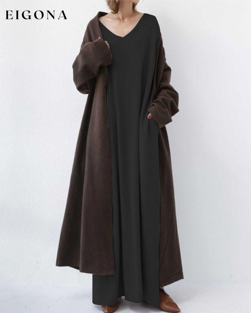 Long sleeve v neck swing dress 2022 f/w 23BF casual dresses Clothes Dresses