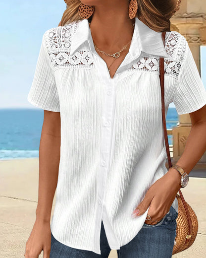 Lace trim panel blouse 23BF Blouses & Shirts Summer