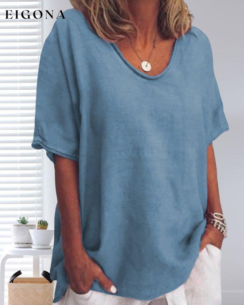 Solid color round neck loose t-shirt 23BF clothes SALE Short Sleeve Tops Spring Summer T-shirts Tops/Blouses