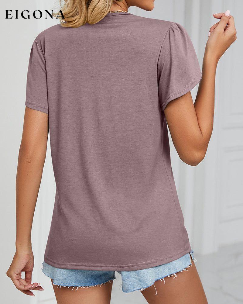 Solid Color T-Shirt with Ruffle Sleeves 23BF clothes Short Sleeve Tops Spring Summer T-shirts Tops/Blouses
