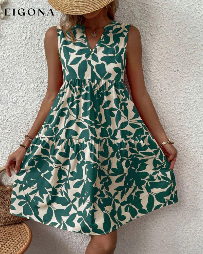 Leaves Print Sleeveless Dress Green 23BF Casual Dresses Clothes Dresses Spring Summer