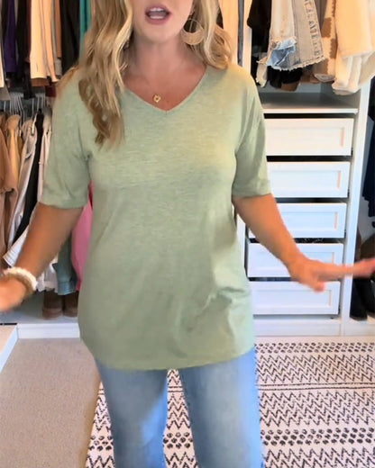 V-Neck Casual Short Sleeve T-Shirt