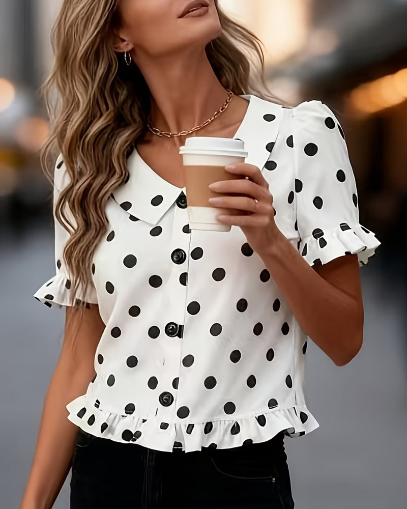 Polka Dot Peter Pan Collar Blouse