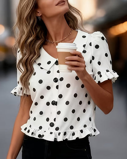 Polka Dot Peter Pan Collar Blouse