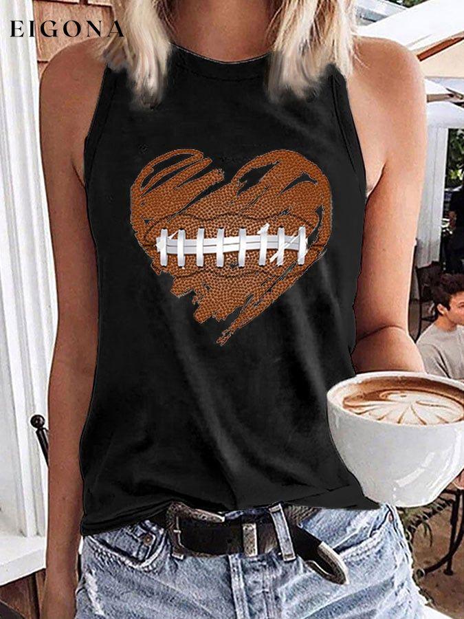 Women's Heart American Football Print Tank Top ball print