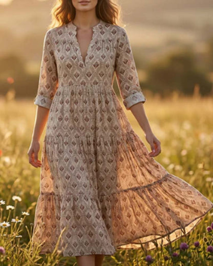 Vintage V-Neck Floral Dress