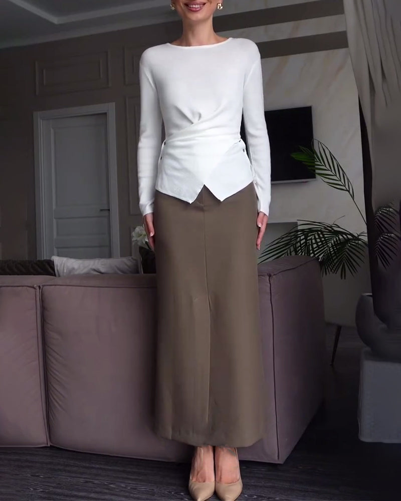 Cross Design Button Waisted Jumper