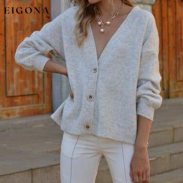 Button Up V-Neck Long Sleeve Sweater Cardigan cardigan cardigans clothes Romantichut Ship From Overseas sweater sweaters Sweatshirt