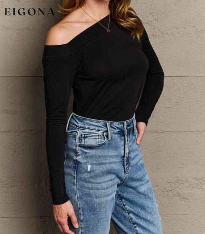 Culture Code Fall For You Full Size Asymetrical Neck Long Sleeve Top BFCM - Up to 50 Percent Off Black Friday clothes Culture Code long sleeve shirt long sleeve shirts long sleeve top off the shoulder shirt Ship from USA shirt shirts top tops