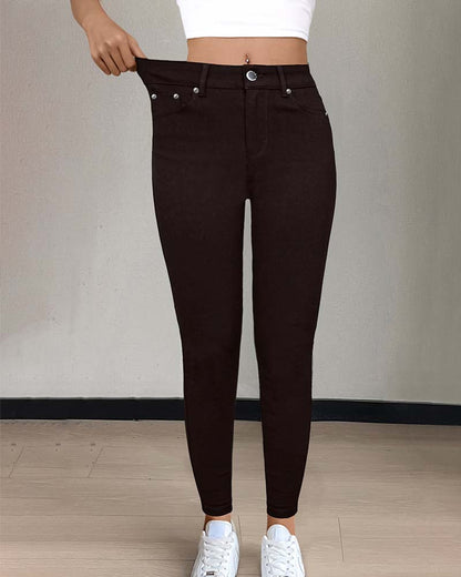 Women's Pocket Solid Skinny Casual Pant