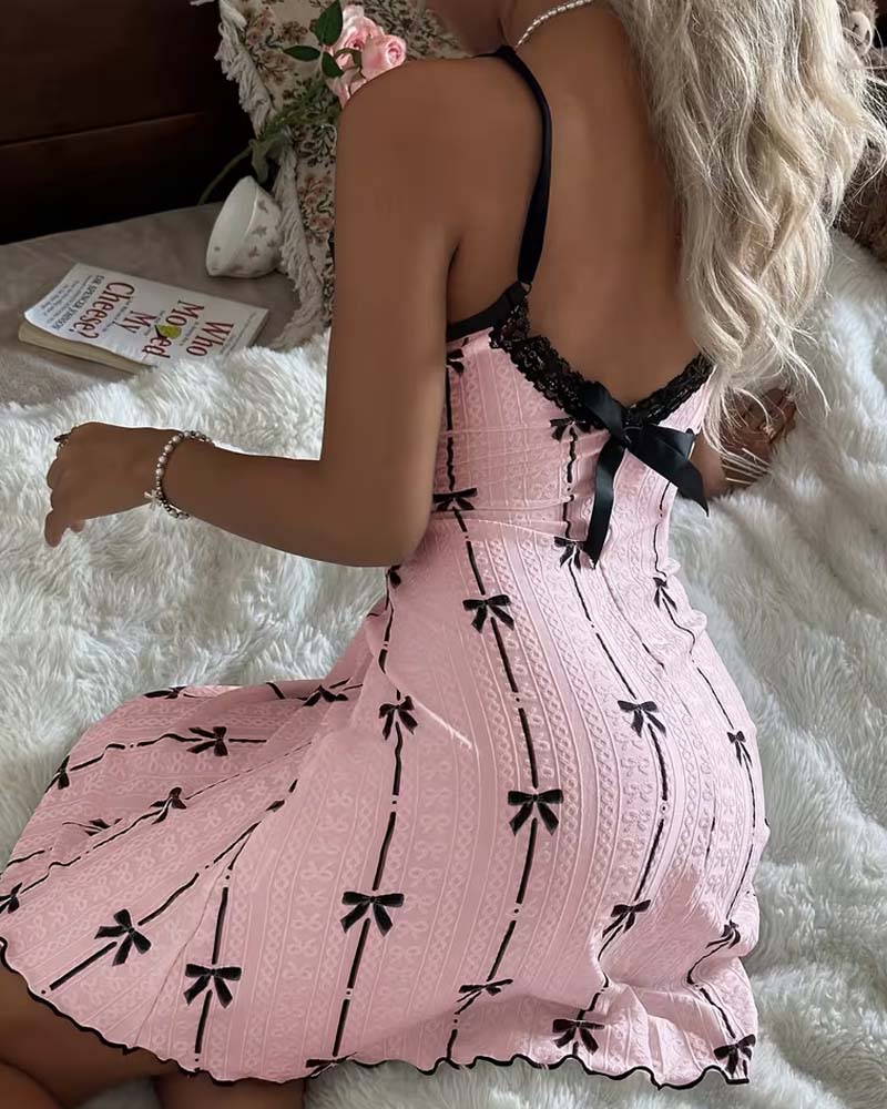 Lace Bow Print Sleep Dress 2024 f/w lingerie spring summer