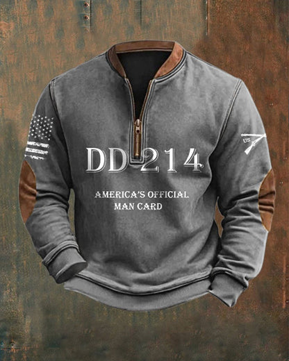 Men's DD214 America's Official Man Card Printed Sweatshirt sweatshirts man Veterans Day