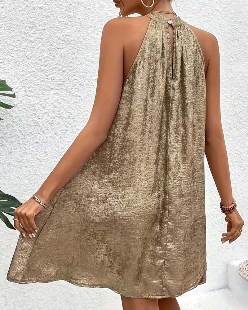 Light Luxury Sleeveless Off-Shoulder Halter Dress