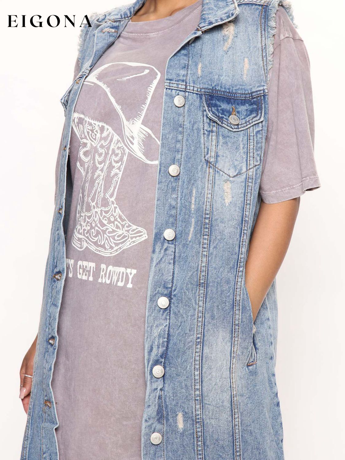 Long Sleeveless Denim Jacket clothes DE.C.H & K.M Ship From Overseas Shipping Delay 09/29/2023 - 10/03/2023 trend